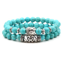 Load image into Gallery viewer, Natural Turquoise Buddha Bead Elastic Bracelet
