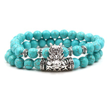 Cargar imagen en el visor de la galería, Natural Turquoise Buddha Bead Elastic Bracelet
