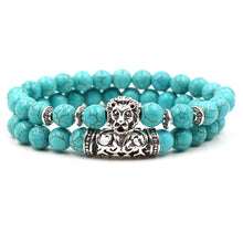 将图片加载到图库查看器，Natural Turquoise Buddha Bead Elastic Bracelet
