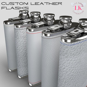 Leather Hip Flask - Wing Man's Gray