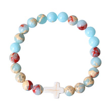 Load image into Gallery viewer, Imperial Pine Mixed Color Cross Beaded Bracelet
