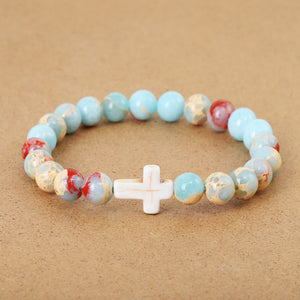 Imperial Pine Mixed Color Cross Beaded Bracelet