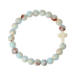 Imperial Pine Mixed Color Cross Beaded Bracelet