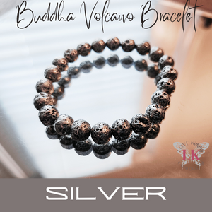 Buddha Bracelet Volcanic Rock- Silver