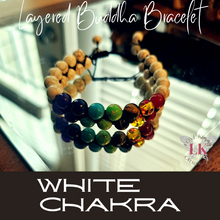 Cargar imagen en el visor de la galería, Layered Buddha Bracelet featuring Chakra Stones- Volcanic Black
