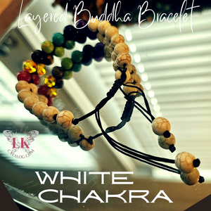 Layered Buddha Bracelet featuring Chakra Stones- Luminous Blue