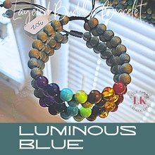 Load image into Gallery viewer, Layered Buddha Bracelet featuring Chakra Stones- Luminous Blue
