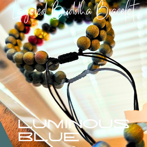 Layered Buddha Bracelet featuring Chakra Stones- Luminous Blue