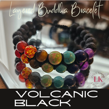 Cargar imagen en el visor de la galería, Layered Buddha Bracelet featuring Chakra Stones- Matte Black
