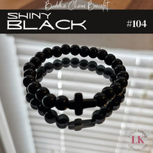 Cargar imagen en el visor de la galería, Buddha Bracelet featuring a Cross Charm- Volcanic Black
