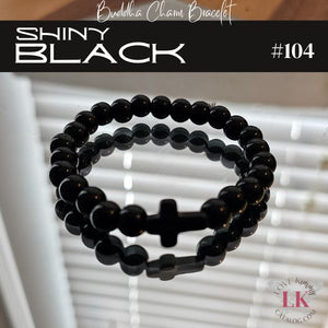 Buddha Bracelet featuring a Cross Charm- Volcanic Black