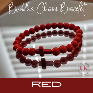 Buddha Bracelet featuring a Cross Charm- Black