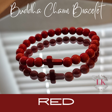 Charger l&#39;image dans la galerie, Buddha Bracelet featuring a Cross Charm- Red
