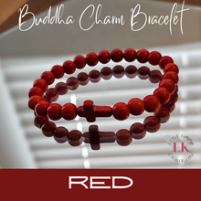 Cargar imagen en el visor de la galería, Buddha Bracelet featuring a Cross Charm- Red
