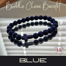 Cargar imagen en el visor de la galería, Buddha Bracelet featuring a Cross Charm- Matte Black
