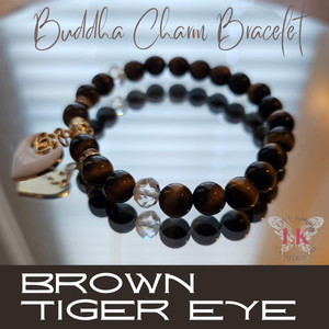 buddha bead heart charm bracelet tiger eye