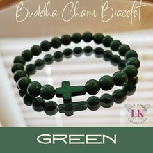 画像をギャラリービューアに読み込む, Buddha Bracelet featuring a Cross Charm- Matte Black
