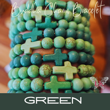 将图片加载到图库查看器，Buddha Bracelet featuring a Cross Charm- Light Green
