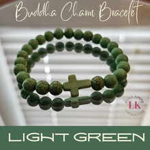Load image into Gallery viewer, Buddha Bracelet featuring a Cross Charm- Matte Black
