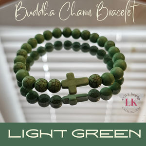 Buddha Bracelet featuring a Cross Charm- Matte Black