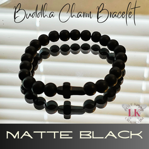 Buddha Bracelet featuring a Cross Charm- Red