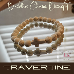 Buddha Bracelet featuring a Cross Charm- Matte Black