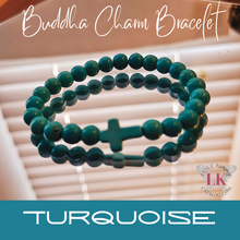 Cargar imagen en el visor de la galería, Buddha Bracelet featuring a Cross Charm- Volcanic Black
