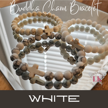 画像をギャラリービューアに読み込む, Buddha Bracelet featuring a Cross Charm- White Marble

