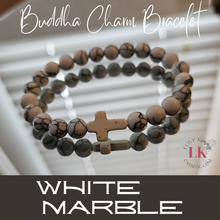 Load image into Gallery viewer, Buddha Bracelet featuring a Cross Charm- White Marble
