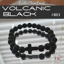 Cargar imagen en el visor de la galería, Buddha Bracelet featuring a Cross Charm- Volcanic Black
