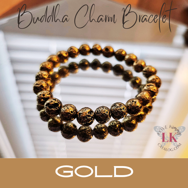 Buddha Bracelet Volcanic Rock- Gold