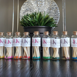 Colorful Wood Matches in Personalized Vials