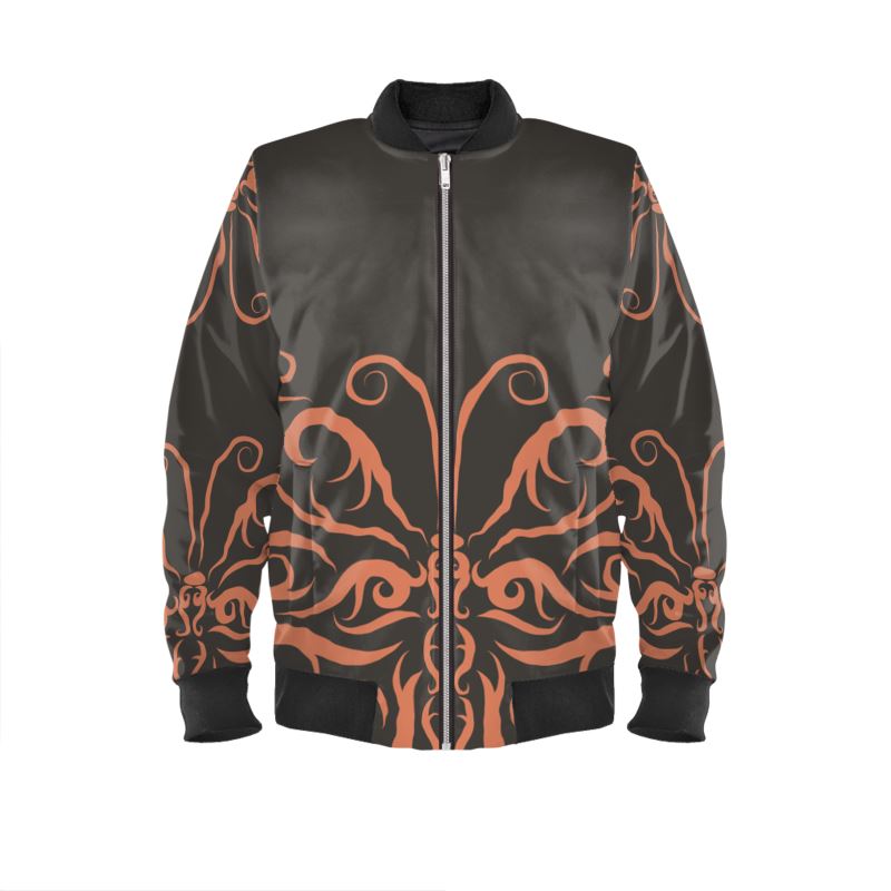 unisex bomber jacket brown butterfly