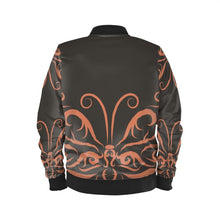 Load image into Gallery viewer, unisex brown butterfly bomber jacket
