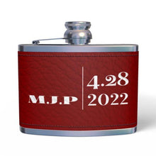 Load image into Gallery viewer, Leather Hip Flask- Holiday Red
