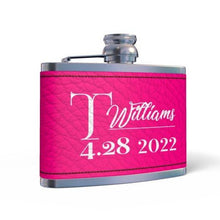 Load image into Gallery viewer, Leather Butterfly Hip Flask - Bridal Pink
