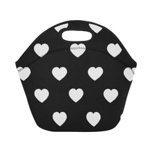Load image into Gallery viewer, lovekimmycatalog.com Small Neoprene Lunch Bag with Hearts- Black
