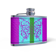 Load image into Gallery viewer, Leather Butterfly Hip Flask- Purple Butterfly
