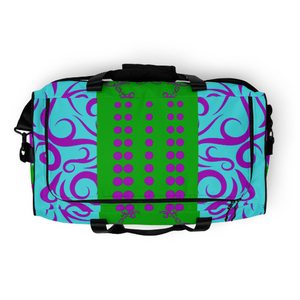 Duffle Bag- Women's Lightweight Travel Bag: Butterfly Theme Green & Purple
