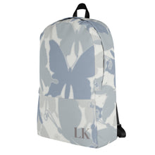 Load image into Gallery viewer, Backpack Travel Bag- Blue Camo Butterfly
