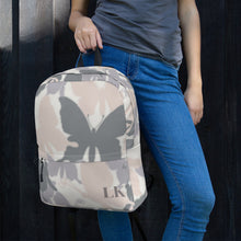 Load image into Gallery viewer, www.lovekimmycatalog.com Backpack Travel Bag Camo Butterflies with Neutrals

