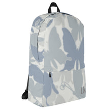 Load image into Gallery viewer, Backpack Travel Bag- Blue Camo Butterfly
