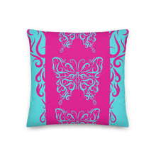 将图片加载到图库查看器，Premium Reversible Pillow Throw Butterfly Theme Blue &amp; Pink
