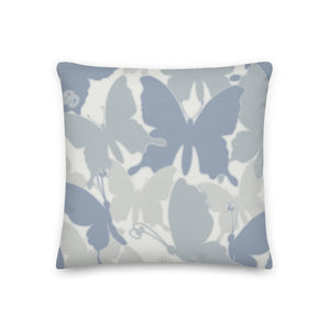 Premium Reversible Throw Pillow with Decorative Camouflage Butterfly Theme - Blue 3 Sizeswww.lovekimmycatalog.com Throw Pillow Camo Butterfly Blue