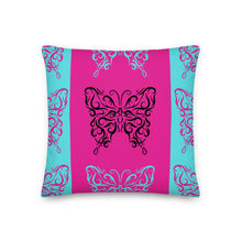 将图片加载到图库查看器，Premium Reversible Pillow Throw Butterfly Theme Blue &amp; Pink
