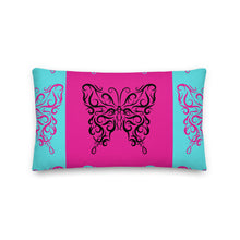 Load image into Gallery viewer, Premium Reversible Pillow Throw Butterfly Theme Blue &amp; Pink
