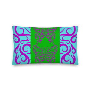 Premium Reversible Pillow Throw Butterfly Theme Green & Purple 3 Sizes