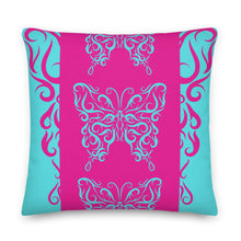 Load image into Gallery viewer, Premium Reversible Pillow Throw Butterfly Theme Blue &amp; Pink
