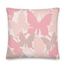 Load image into Gallery viewer, Reversible Throw www.lovekimmycatalog.com Throw Pillow- Camouflage Pink Butterfly
