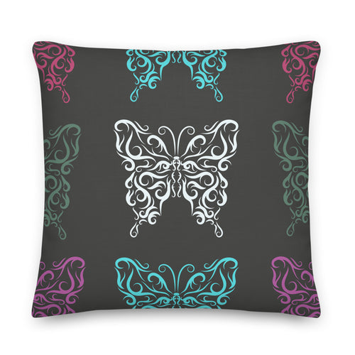 Premium Reversible Throw Pillow with Decorative Camouflage Butterfly Theme - Blue 3 Sizes